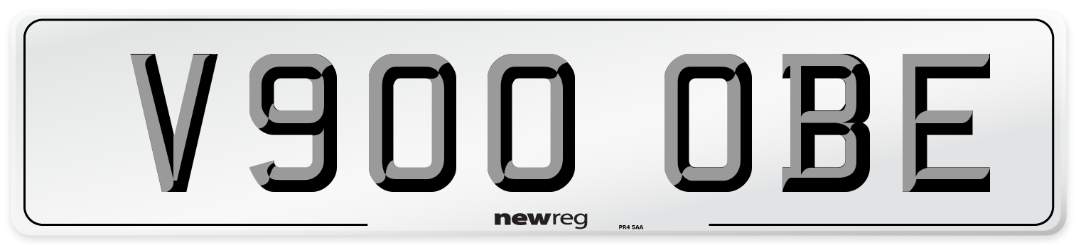 V900 OBE Number Plate from New Reg